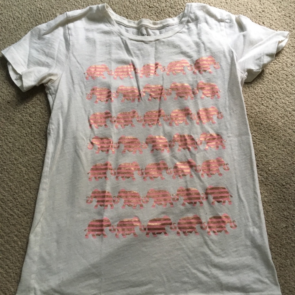 JCrew collection tee pink elephants